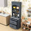 High Kitchen Pantry with Faux Marble Top, Storage Drawers and Adjustable Shelves-1923121085-1923121078