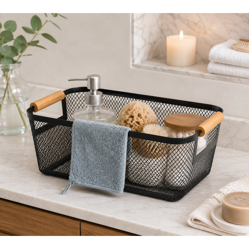 Porte-panier de salle de bain OGGI, Grand (15 po x 9,25 po x 6 po), Noir