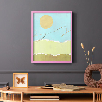Green and Gold Pieced Landscape I Framed Print - Solid Wood