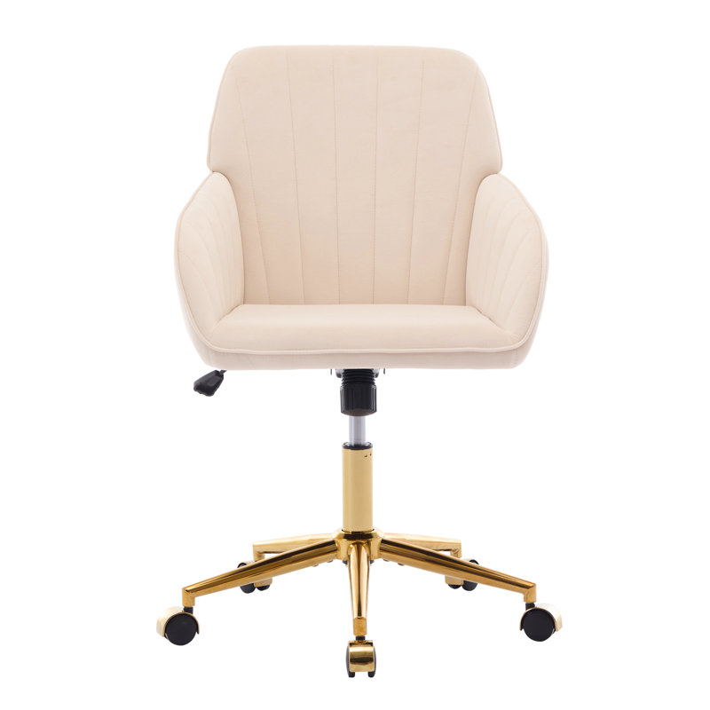 Khaki Velvet Office Chair With Ergonomic Back Support, Adjustable Furniture, Velvet, For Support, Khaki