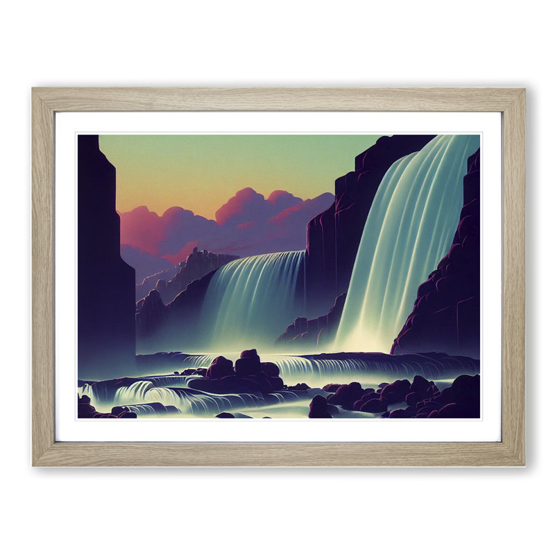 Waterfall - Framed Print, 34cm H x 46cm W, Oak Framed