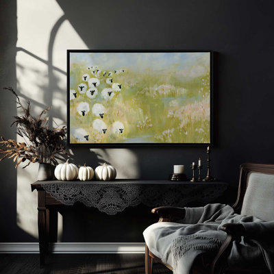 «Wildflower Woods Sheep in Pasture» par Yvette St. Amant, reproduction d'art sur toile