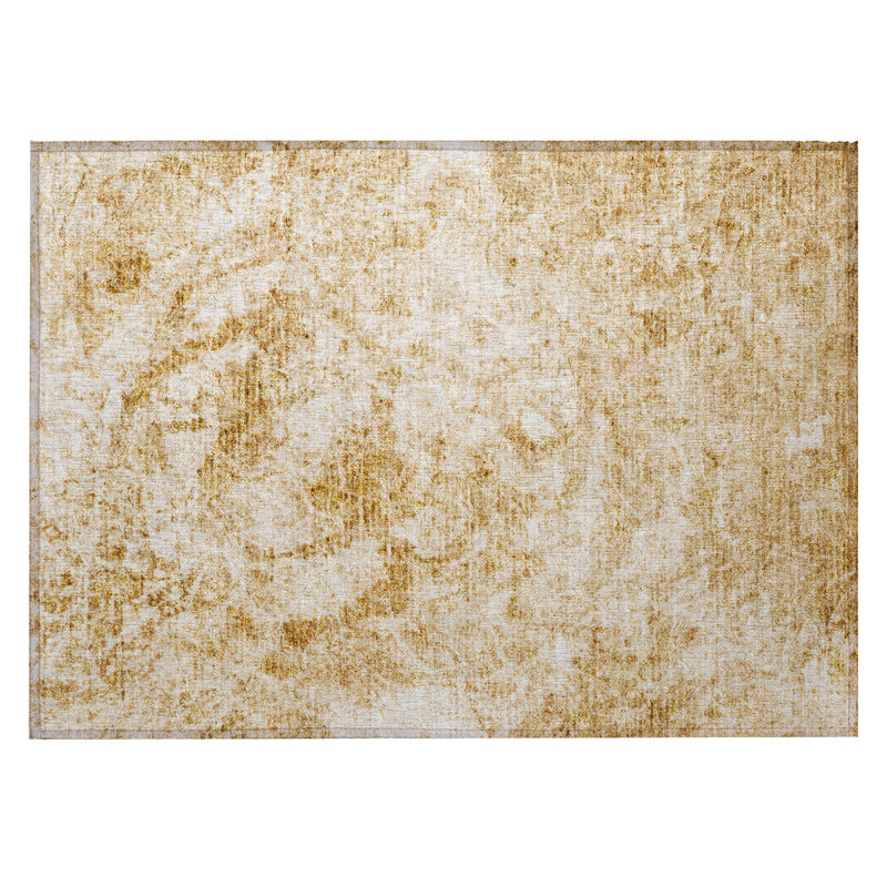 Tapis extérieur lavable antidérapant 2 pi x 3 pi crème et doré
