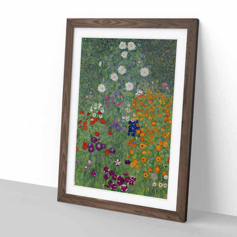 Flower Garden Vol.2 by Gustav Klimt - Picture Frame Painting, Walnut Framed, 36cm H x 27cm W x 2cm D