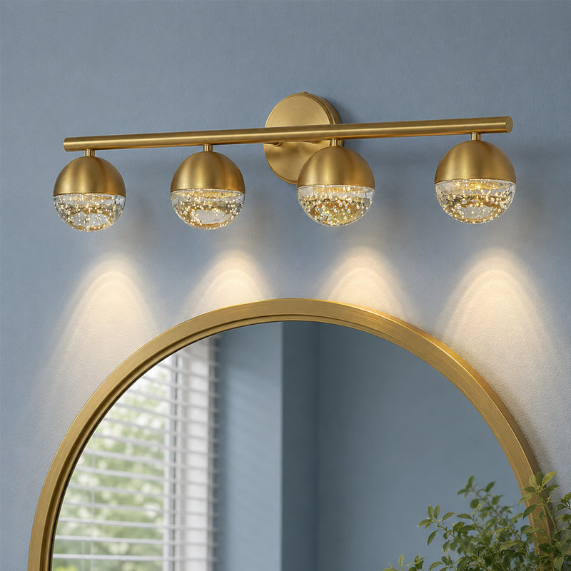 4-Light Dimmable LED Seeded Glass Globe Vanity Light