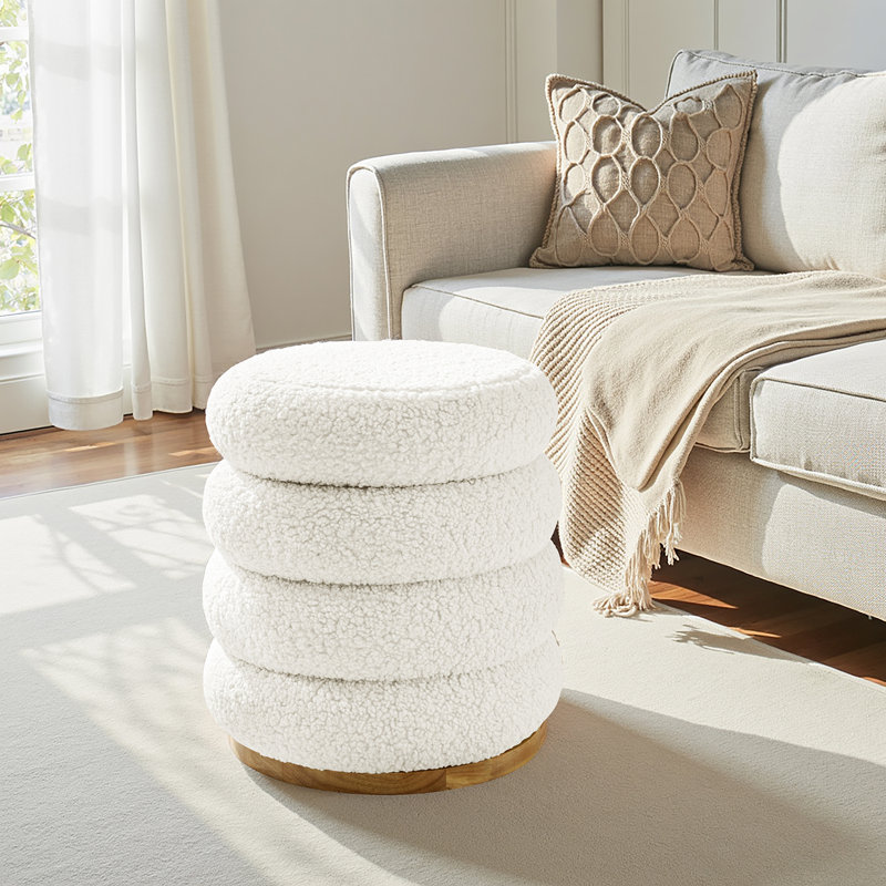 Repose-pieds rond pivotant avec rangement 360 ° Rosa, Blanc