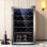 Réfrigérateur à vin de 37 bouteilles, réfrigérateur à vin et à boissons autoportant de 4,45 pieds cubes avec porte vitrée réversible à deux panneaux et tablettes réglables pour la cuisine, le bar et l'argent
