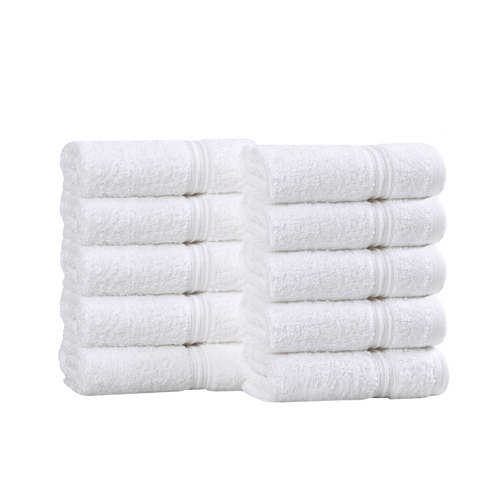Oleg Certified Egyptian Cotton Highly Absorbent Washcloth Solid Medium Weight Face Towel, White