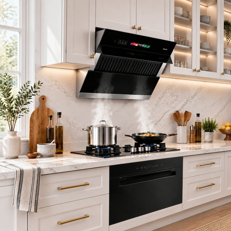Brano 30" Black Under Cabinet Range Hood With 900 Cfm, Voice/gesture/touch Control, Side-draft Design & Ducted/ductless Convertible - For Under-cabinet Modern Kitchens