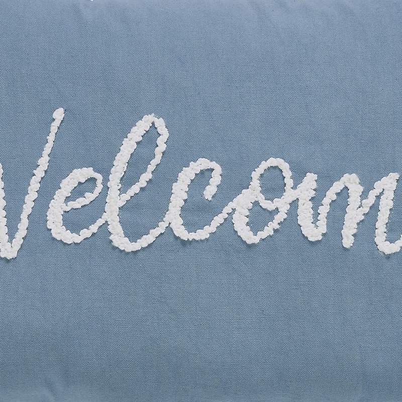 Coussin décoratif en coton 14 po x 20 po Sentiment Welcome