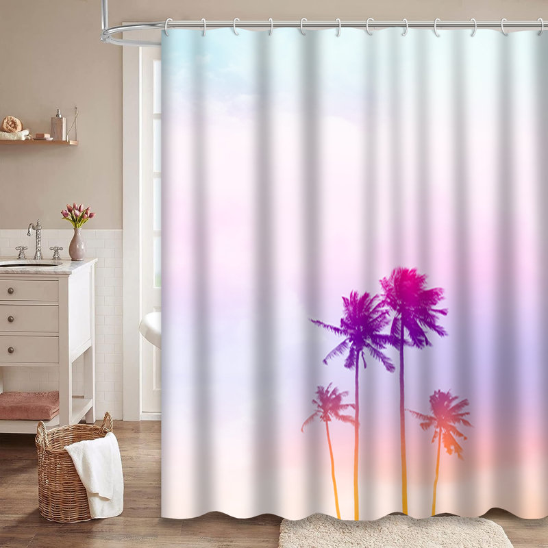 Rideau de douche tropical avec 12 crochets, L 72 po x l 72 po