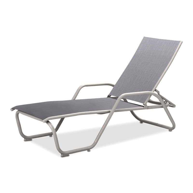 Outdoor Rust-Resistant Metal Chaise Lounge, Textured Snow, Jewel
