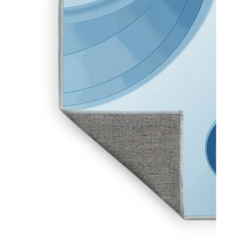 Machine Washable Dunedin Resistance Bands Minimalist Rug in Blue – SkyBlue Binding, 7x10