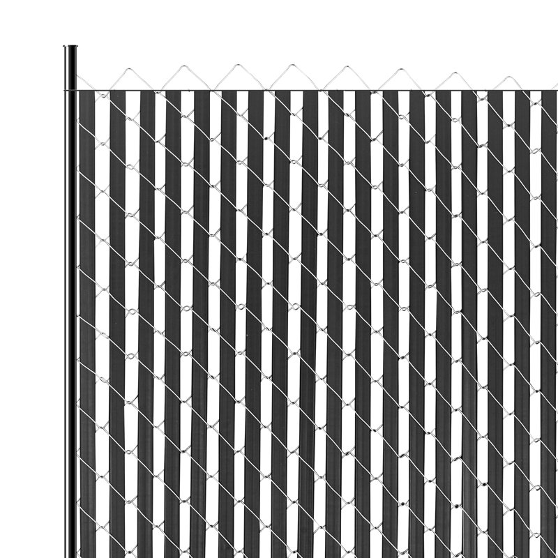 Clôture à chaînette à lattes d'intimité à double paroi pour clôture haute de 6 pi, H 68,5 po x l 1,09 po x P 0,03 po, Noir