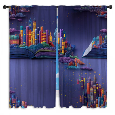 Bookscape Window Curtains Fantasy Sheer & Room Darkening - 2 Panels