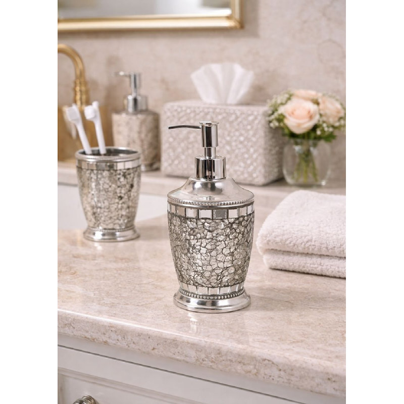 Distributeur de savon liquide en aluminium Silver Ice Crackle Mosaic