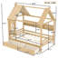 Lit double en bois massif pour enfants avec tiroirs de rangement, tablettes et fenêtre - Lit plateforme pour garçons et filles, naturel-549098121-549098122