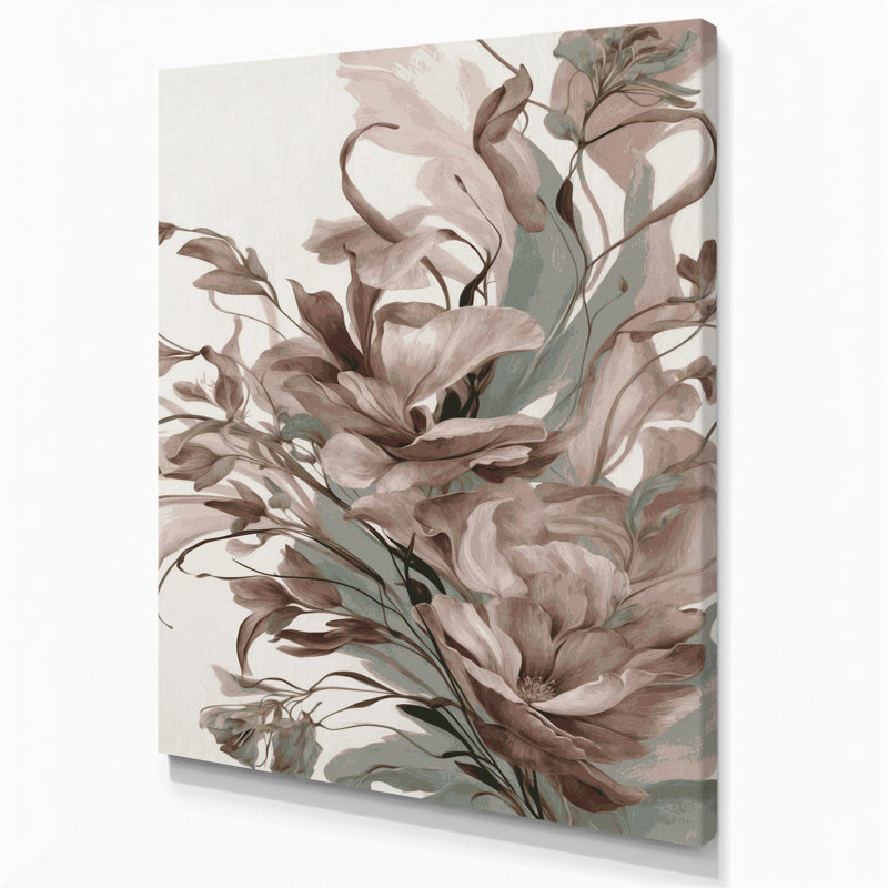 «Abstract Florals 1», art mural sur toile grise, H 14 po x l 11 po