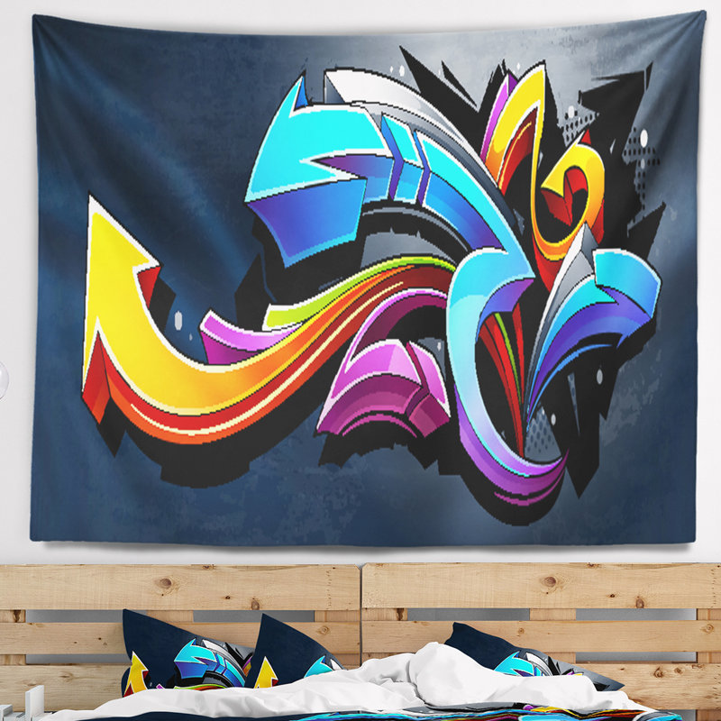 Direction tapisserie d'art de rue Graffiti, H 50 po x l 60 po