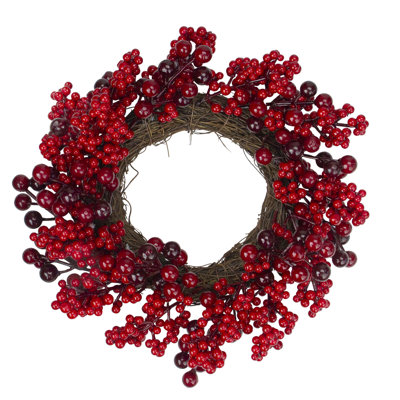 Couronne de brindilles artificielles mixtes de Noël - 12 pouces non éclairée
