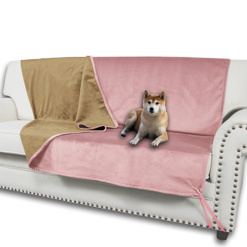 Protecteur de mobilier imperméable, doux, lavable et léger pour chien, 36 po x 22 po, Rose / beige