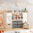 61"W Toys Storage Organizer, Kids Bookcases With Stuffed Animal Storage, 2 Movable Drawers, 4 Storage Bins And 2 Magnetic Drawing Board, Montessori Bookshelf For Kids Room, Playroom, Bedroom, Oak-1501007738