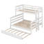 Lit simple superposé au-dessus de grand lit simple avec lit gigogne et échelle intégrée, lit superposé en bois avec garde-corps, peut être séparé en 3 lits-1128713643