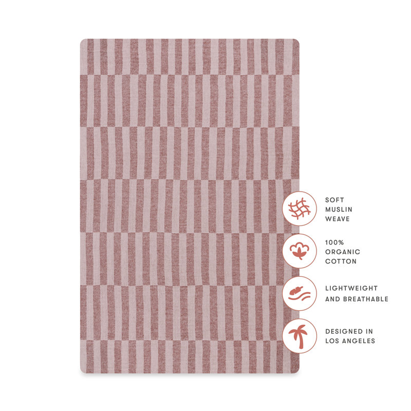 Maroon Stripe Muslin Mini Crib Sheet