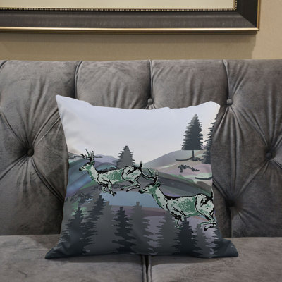 16X16 Deer Blown Seam Broadcloth Animal Print Throw Pillow