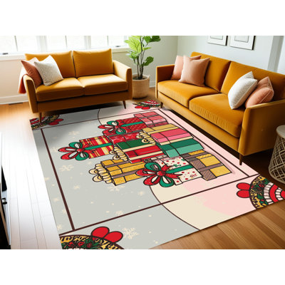The Holiday Aisle® Washable Christmas Winter Holiday Rug
