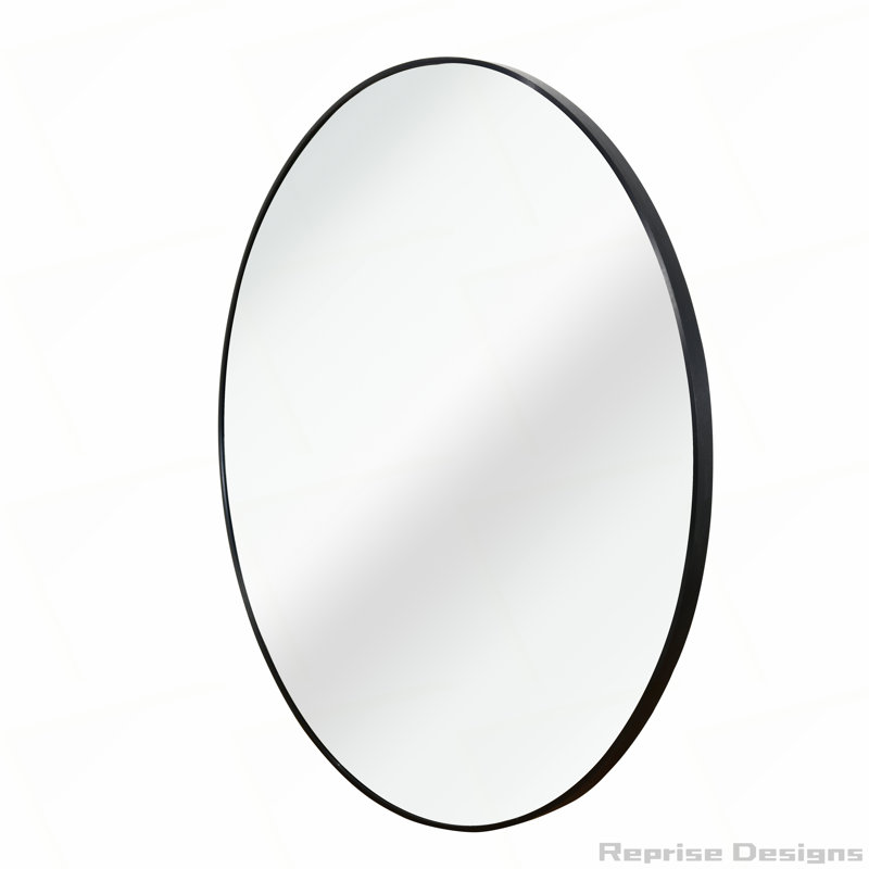 Miroir en métal, 24 po x 24 po, Noir, Rond