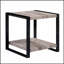 Ensemble de salon contemporain 3 pièces avec table basse rectangulaire et 2 tables de bout carrées, meubles en bois brun rustique et noir