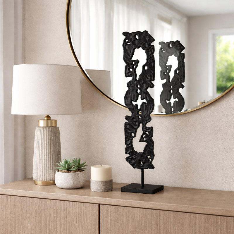 Sagebrook Home 28" Hobart Small Gold Statuary, 33" H x 7" W x 4" D, Black