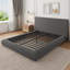 Lit plateforme double avec tête de lit tapissier - Tissu moelleux doux, aucun sommier requis, assemblage facile-145622872-145622876