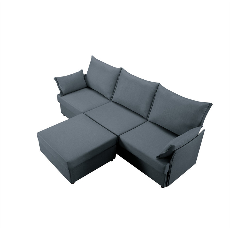 93.7" Sectional Sofa, Dark Gray Polyester
