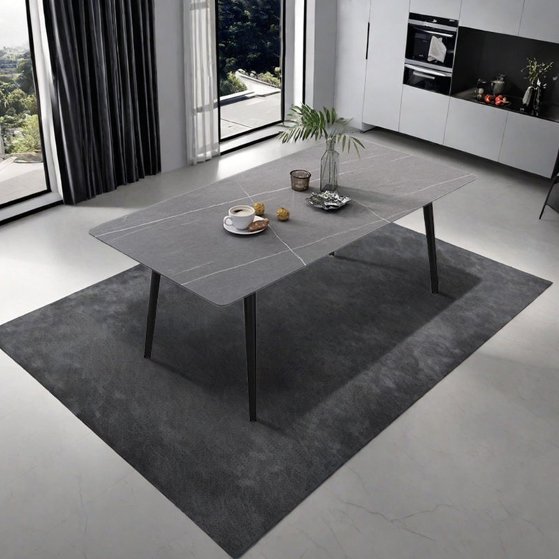 Gray Rectangular Rock Slab Dining Table, 29.52"H x 70.86"L x 35.43"W