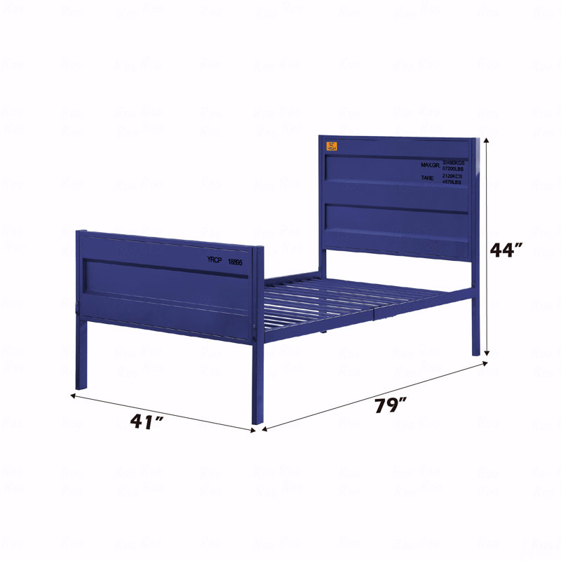 Cadre de lit, finition bleue, Lit simple