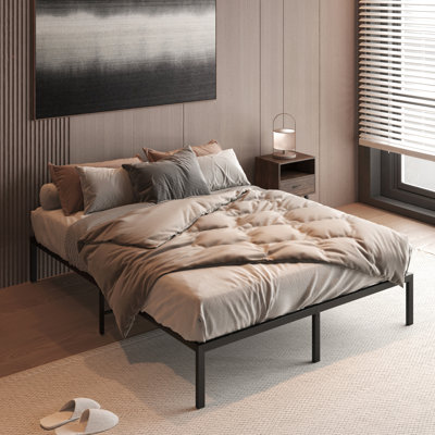 Metal Platform Full Bed Frame - Robust Metal, No Box Spring, Modern Style, Quiet And Stable Nighttime Sleeping Environment Size Construction, Minimalist