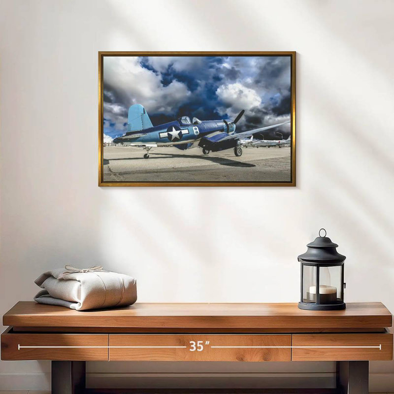 Avion de la Seconde Guerre mondiale, 19 po x 13 po, Cadre flottant doré
