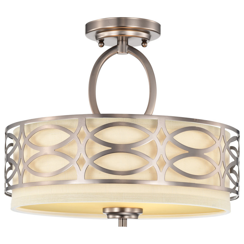 Washington Mews Fabric Semi Flush Mount, Hazel Bronze, Khaki