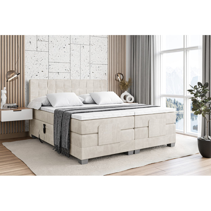 Mariella Pocket Spring Mattress Divan Bed Base, Beige cream, 140 x 200cm
