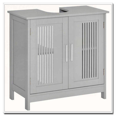 Armoire de meuble-lavabo moderne sous le comptoir avec 2 portes et piédestal sous le lavabo avec tablettes réglables