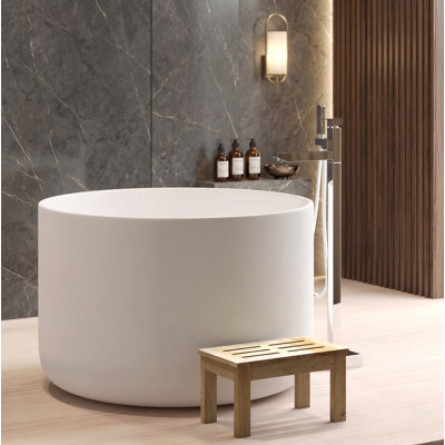 Modern Round 41" Freestanding Solid Surface Deep Soaking Bathtub - White