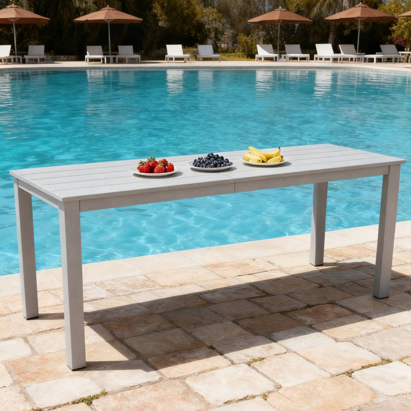 Grande table de salle à manger, table d'appoint en bois, patio extérieur moderne