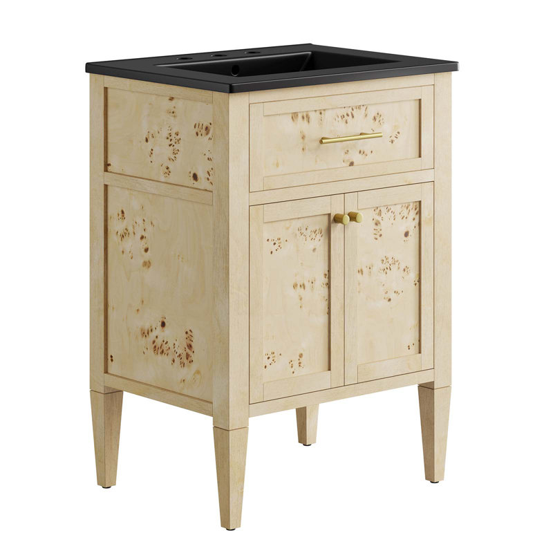 Ensemble de meuble-lavabo simple avec plateau Modway Elysian, Burl, Noir