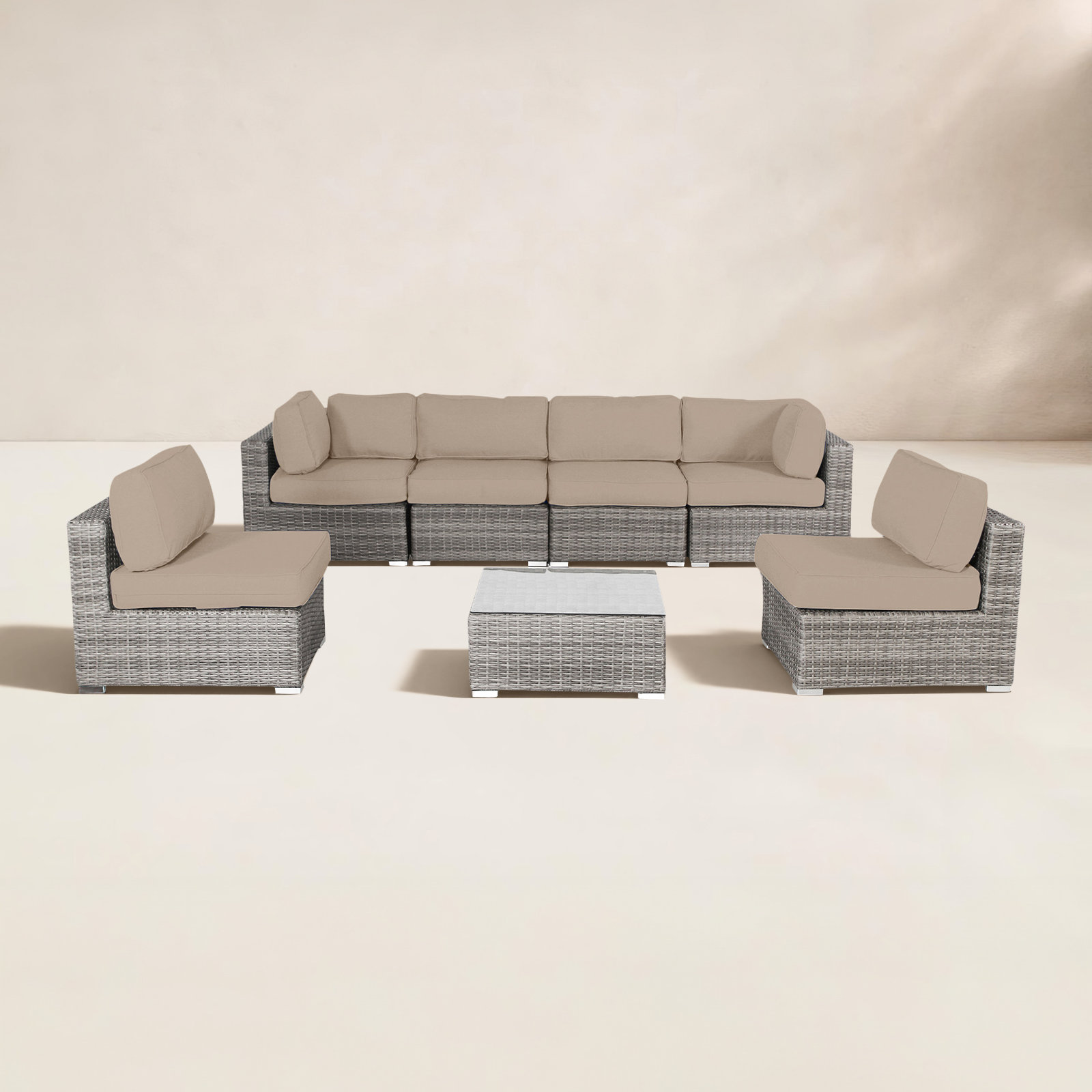 Tonioni 6-Person Sunbrella® Patio Seating Group, Heather Beige Sunbrella®