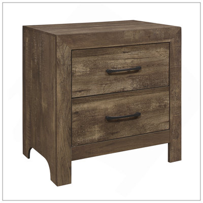 Rustic Brown Finish 1Pc Nightstand With Dovetail Drawers And Black Metal Hardware, Perfect For Bedroom Storage And Style.