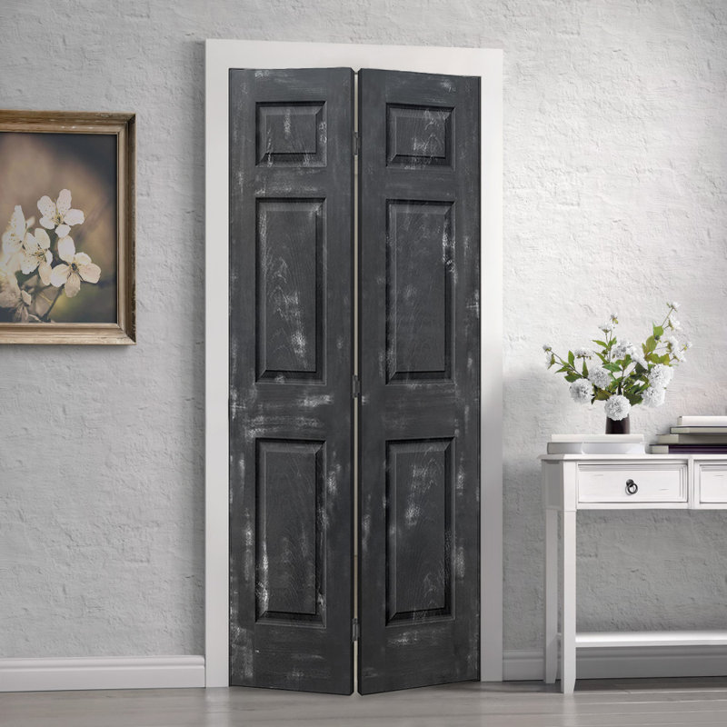 Paneled MDF Composite Bifold with Installation Hardware Kit, Vintage Black, 30" x 84"