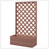 Raised Garden Bed With Trellis Lattice, Wood Planter Box With Self Draining Gap, Freestanding Trellis Planter For Climbing Plants, Vines, Flowers, 29.5" X 13.25" X 53.25", Light Brown