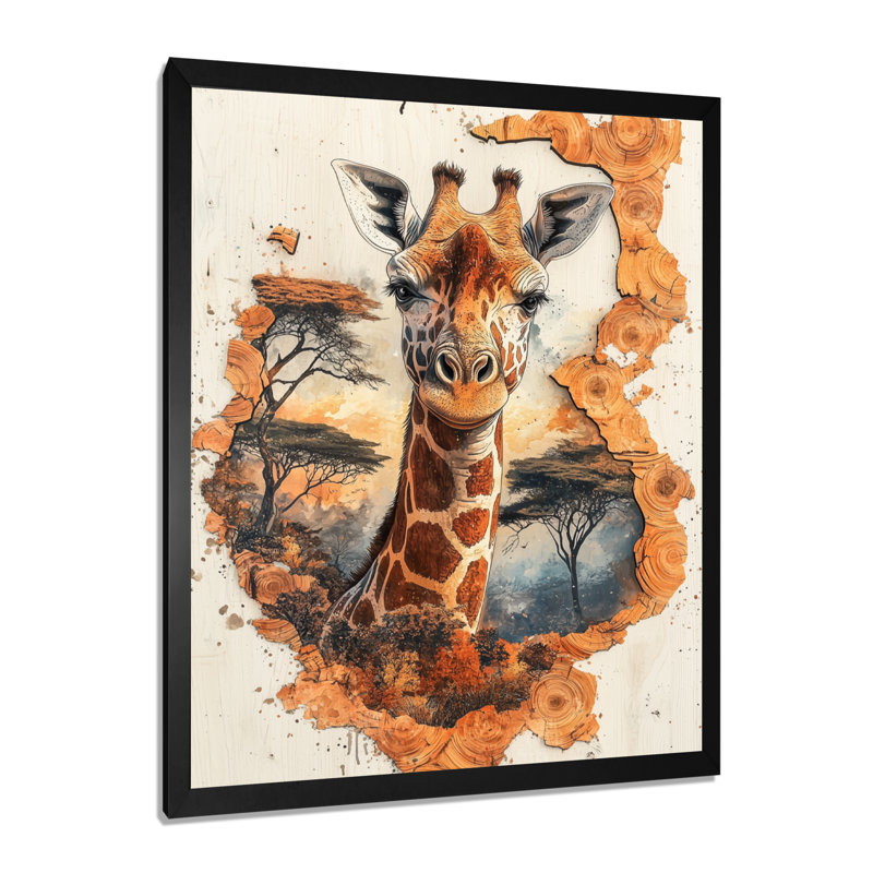 Geriah - Animals Canvas Wall Art, 40" H x 30" W, Picture Framed, Black